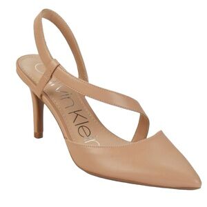 Calvin Klein Strapy Heels Sandals Women’s Size 9 Nude Neutral Pointed Toe High